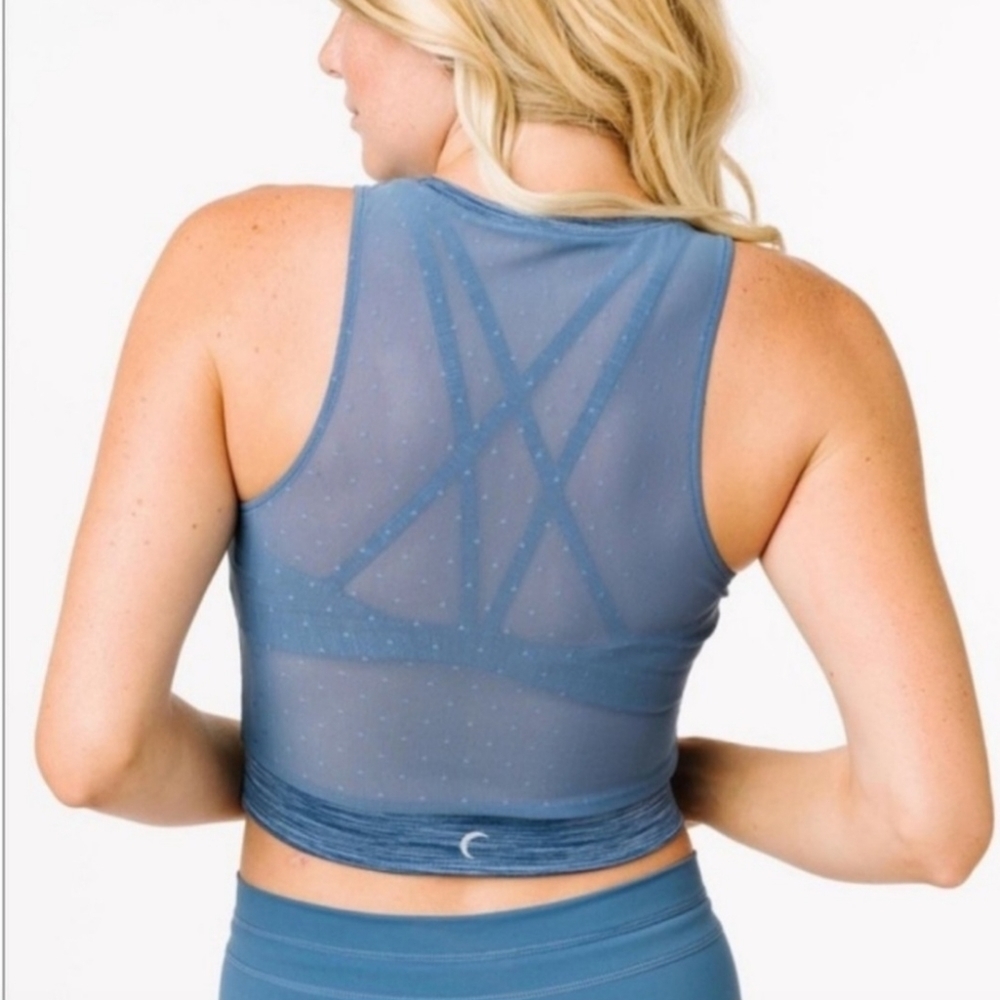 Zyia Calm Mesh Blue Lux Crop Tank Size Large